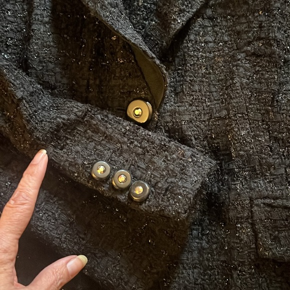 ARMANI COLLEZIONI Black Tweed Wool/Silk Sparkly Suit  Gorgeous - Picture 4 of 14